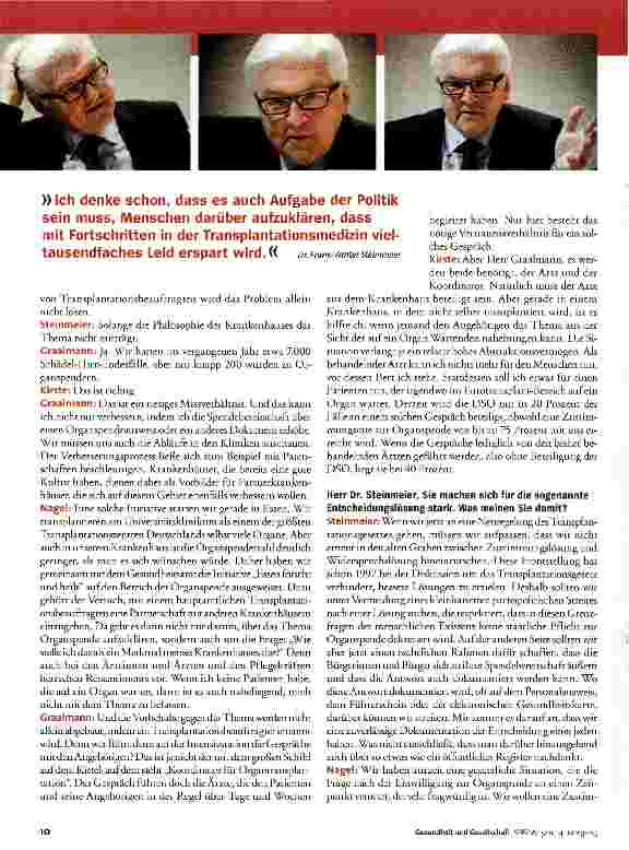 Vorschauseite 3: In Grenzfragen menschlicher Existenz gilt keine staatliche Pflicht zur Organspende