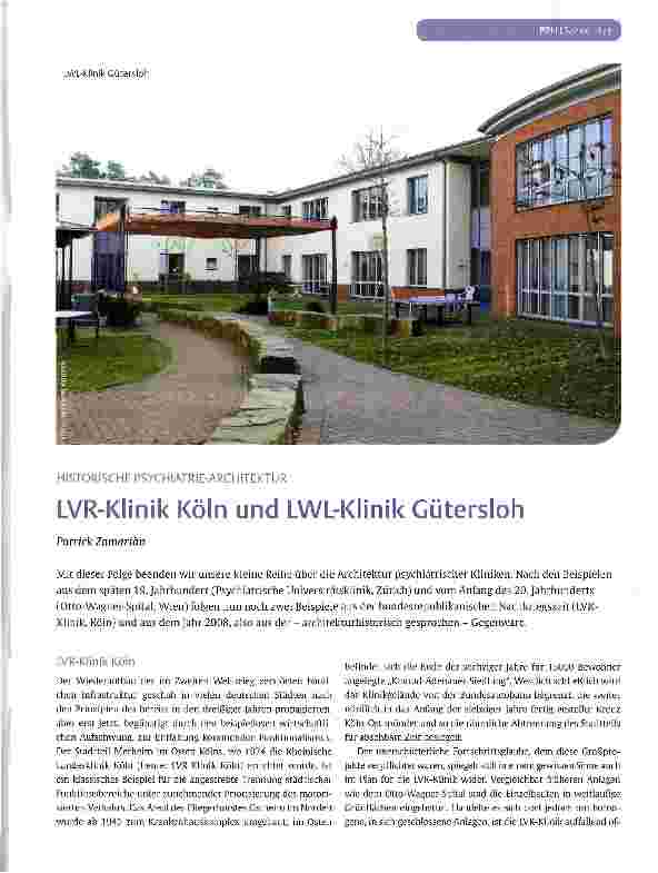 Vorschauseite 1: LVR-Klinik Köln und LWL-Klinik Gütersloh