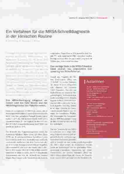 Vorschauseite 1: Ein Verfahren für die MRSA-Schnelldiagnostik in der klinischen Routine