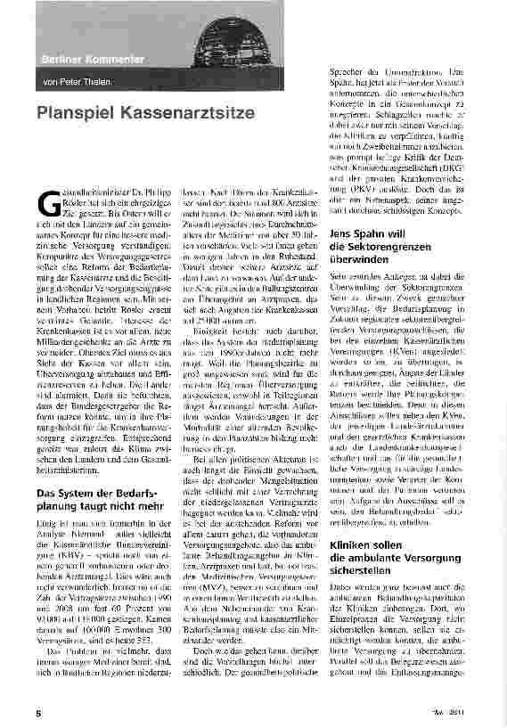 Vorschauseite 1: Planspiel Kassenarztsitze