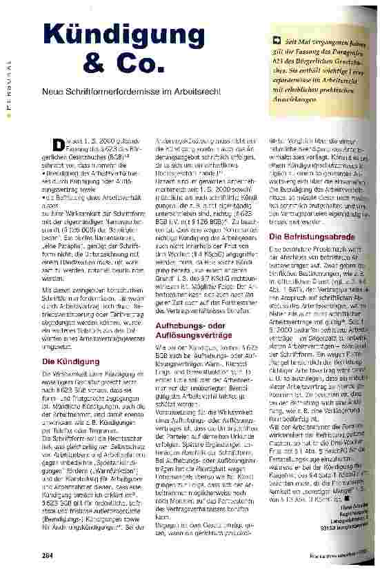Vorschauseite 1: Kündigung & Co. Neue Schriftformerfordernisse im Arbeitsrecht