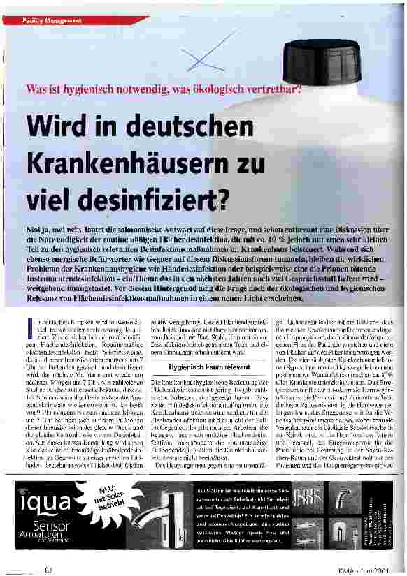 Vorschauseite 1: Wird in deutschen Krankenhäusern zu viel desinfiziert?