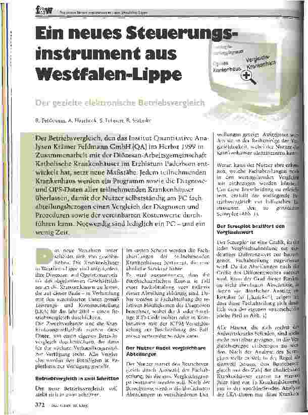 Vorschauseite 1: Ein neues Steuerungsinstrument aus Westfalen-Lippe