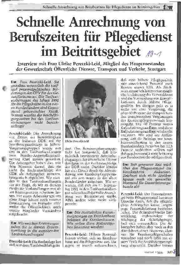 Vorschauseite 1: Schnelle Anrechnung von Berufszeiten für Pflegedienst im Beitrittsgebiet