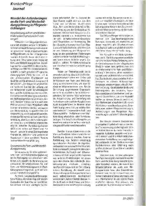 Vorschauseite 3: Fortund Weiterbildung in der ambulanten Pflege und stationären Altenhilfe Spiegelbild des Wandels in der Pflege