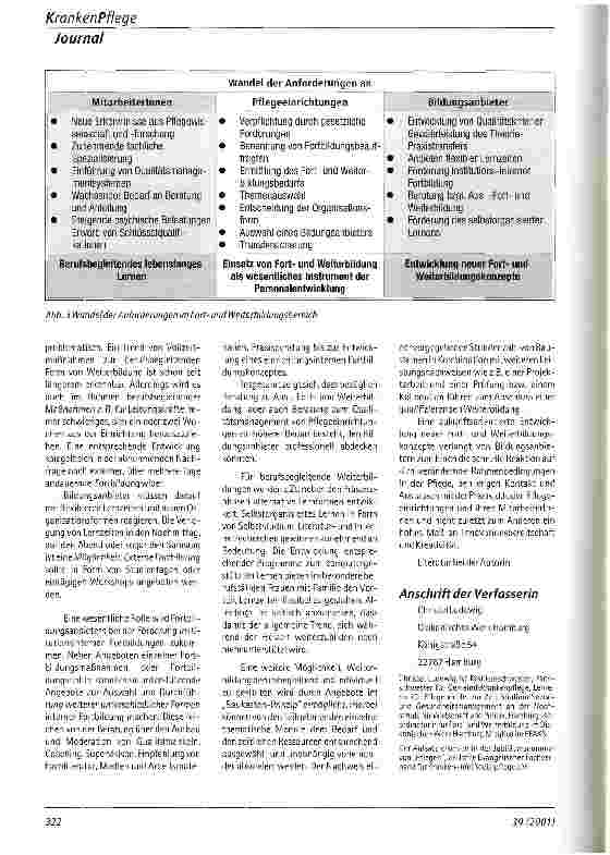 Vorschauseite 5: Fortund Weiterbildung in der ambulanten Pflege und stationären Altenhilfe Spiegelbild des Wandels in der Pflege