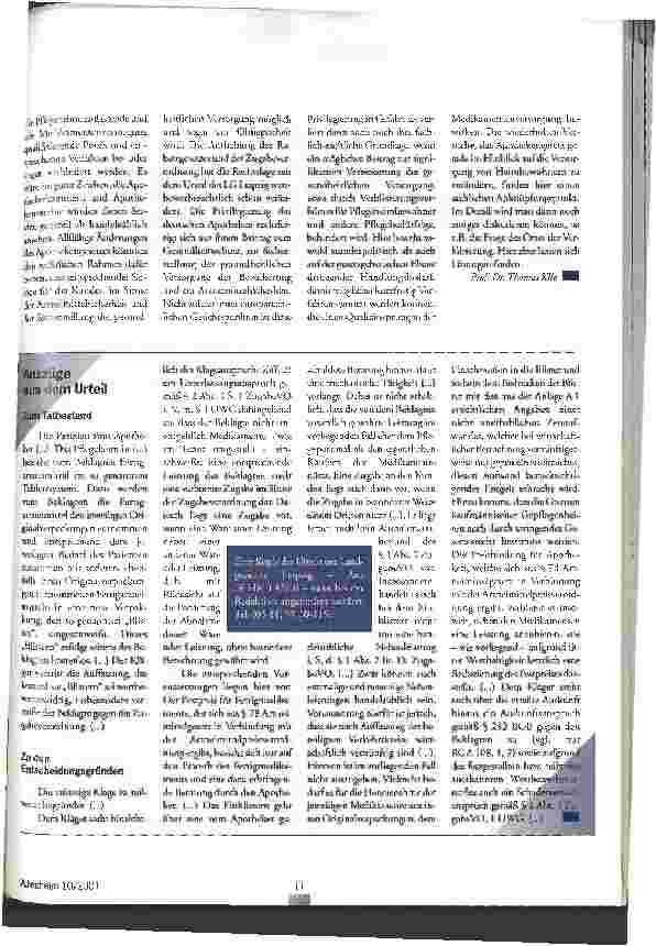 Vorschauseite 2: Das Urteil Apotheken stellen die Medikamente für die Pflegeheimbewohner