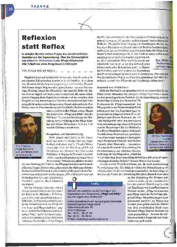 Vorschauseite 1: Reflexion statt Reflex