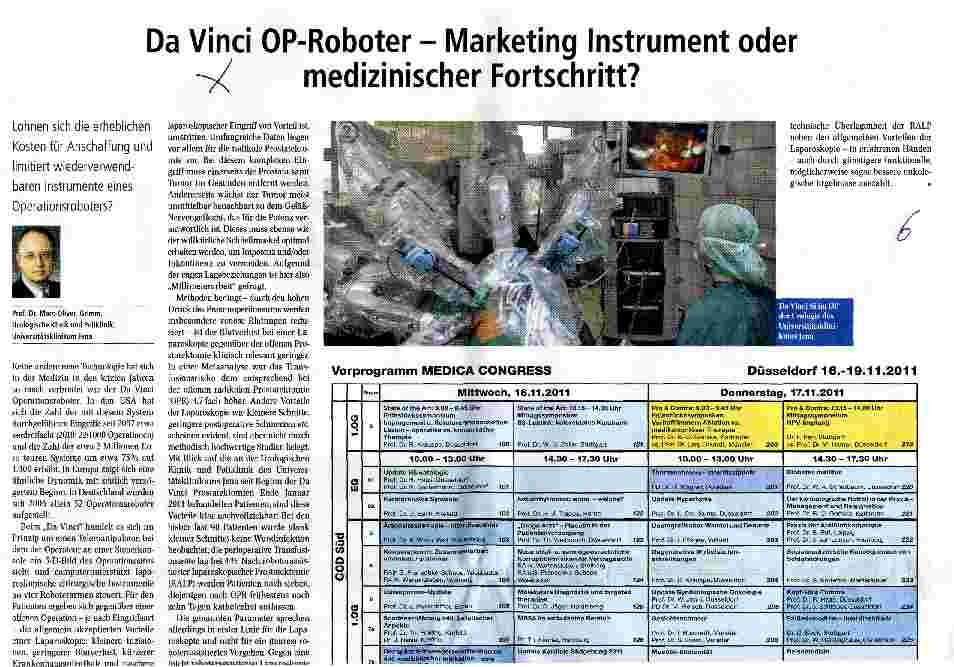Vorschauseite 1: Da Vinci OP-Roboter - Marketing Instrument oder medizinischer Fortschritt?