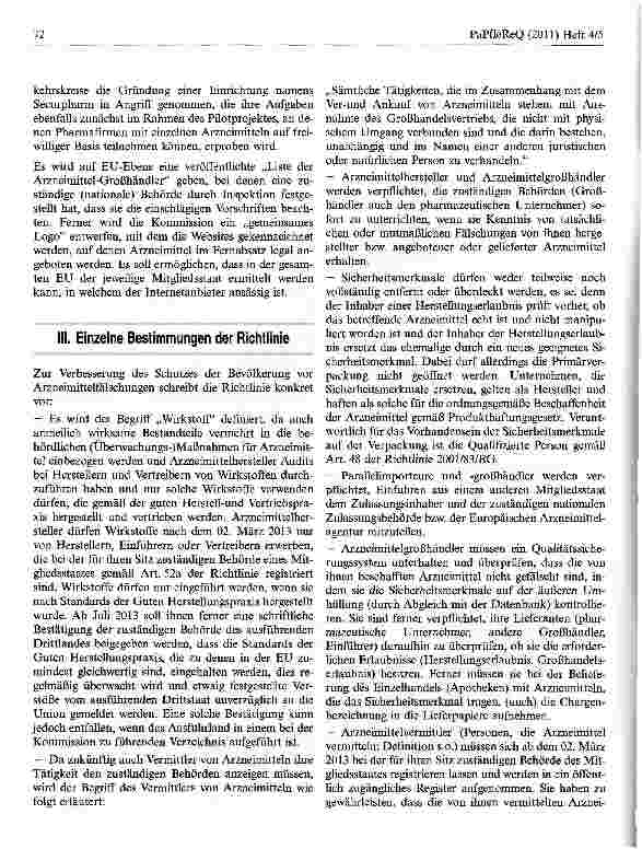 Vorschauseite 3: Legislative Maßnahmen gegen Arzneimittelfälschungen in Deutschland und in der Europäischen Union/EU-Fälschungsrichtlinie vom 08- Juni 2011