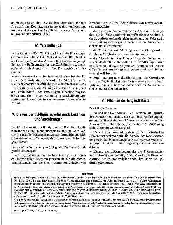 Vorschauseite 4: Legislative Maßnahmen gegen Arzneimittelfälschungen in Deutschland und in der Europäischen Union/EU-Fälschungsrichtlinie vom 08- Juni 2011