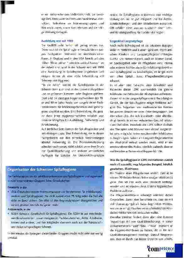 Vorschauseite 2: Spitalhygiene - ein junger Beruf und oft ein ungewolltes Kind