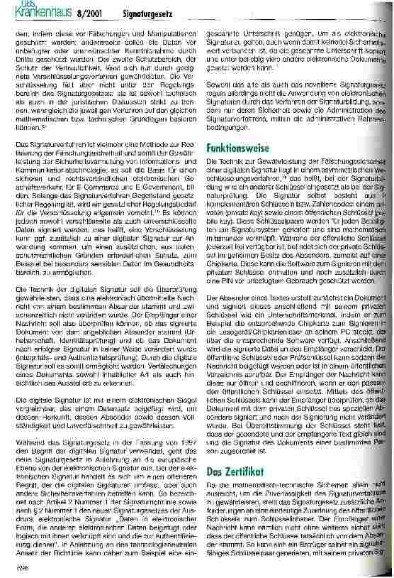 Vorschauseite 2: Das neue Gesetz über die Rahmenbedingungen für elektronische Signaturen (Signaturgesetz)