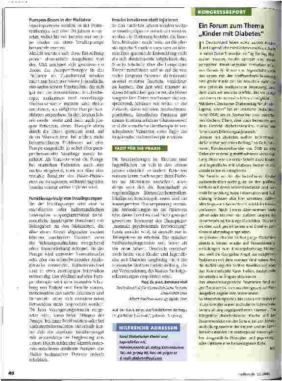 Vorschauseite 3: Insulintherapie bei Kindern und Jugendlichen Mehr Freiheit durch neue Behandlungsstrategien