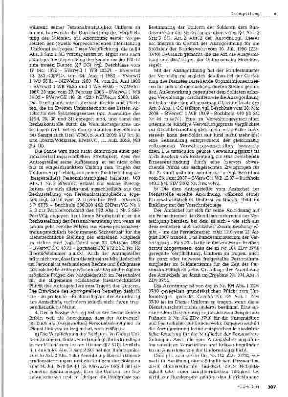 Vorschauseite 2: Uniformtragepflicht für Soldaten als Personalratsmitglieder