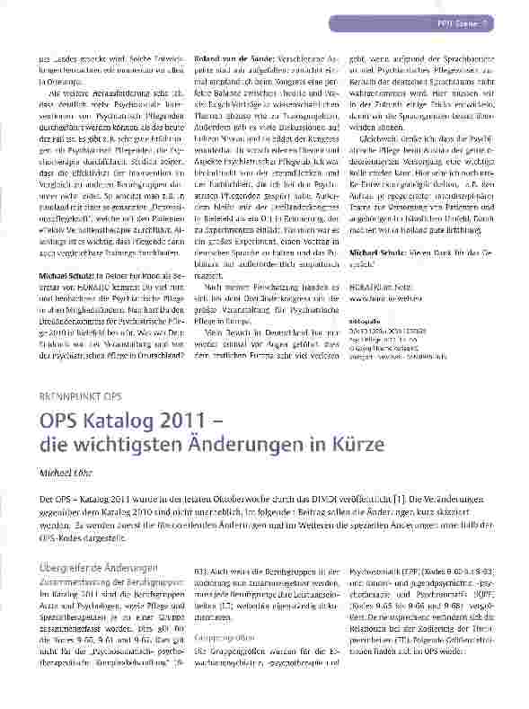 Vorschauseite 1: BRENNPUNKTOPSOPS Katalog 2011 - die wichtigsten Änderungen in Kürze