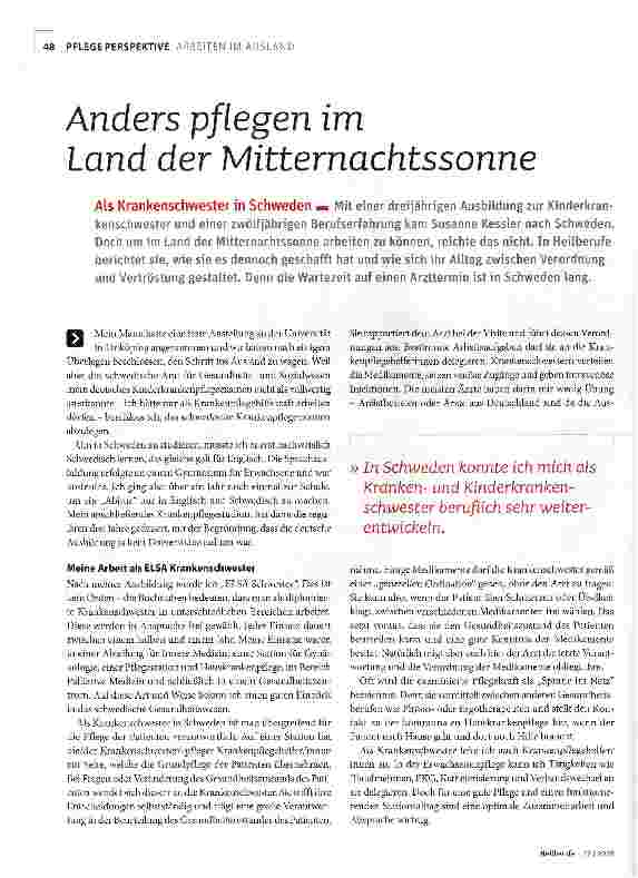 Vorschauseite 1: Anders pflegen imLand der Mitternachtssonne