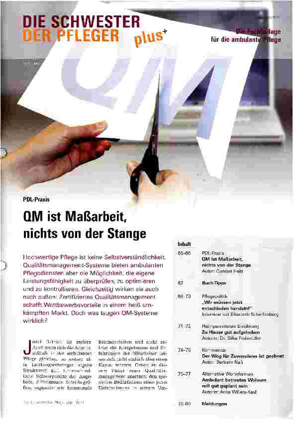 Vorschauseite 1: QM ist Maßarbeit, nichts von der Stange