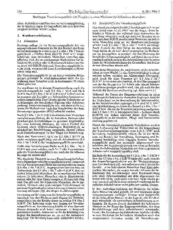 Vorschauseite 3: Versicherungspflicht bei Tätigkeit in einer Werkstatt für behinderte Menschen