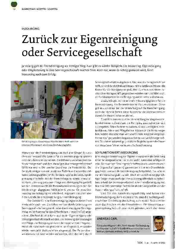 Vorschauseite 1: Zurück zur Eigenreinigung oder Servicegesellschaft