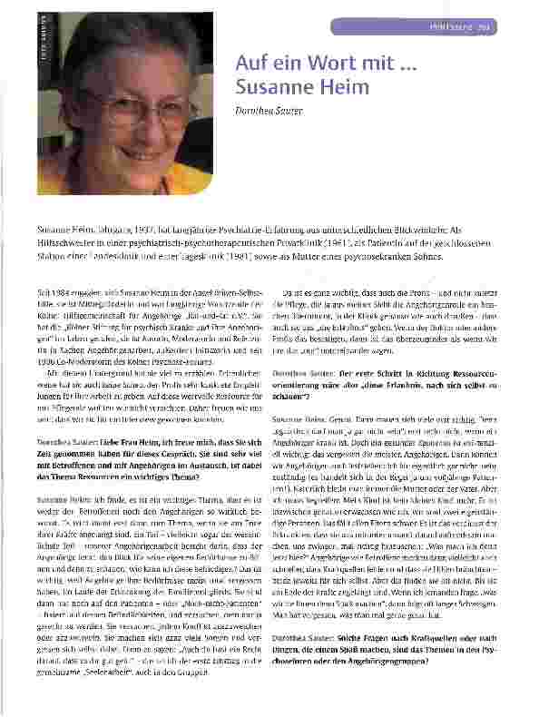 Vorschauseite 1: Auf ein Wort mit Susanne Heim