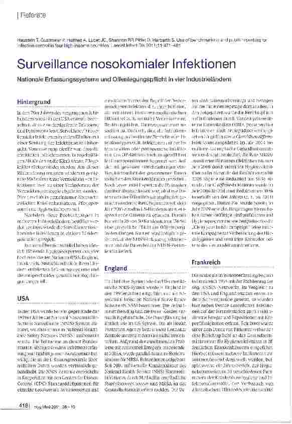 Vorschauseite 1: Surveillance nosokomialer Infektionen