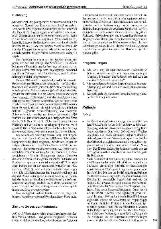 Vorschauseite 2: Optimierung der postoperativen Schmerztherapie auf chirurgischen Akutstationen