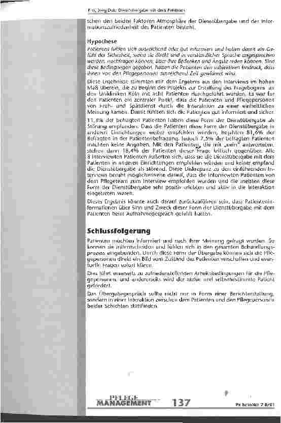 Vorschauseite 5: Dienstübergabe mit dem Patienten Projekt des Pflegedienstes des Klinikums der Universität zu Köln