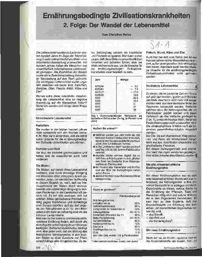 Vorschauseite 1: Ernährungsbedingte Zivilisationskrankheiten 2. Folge: Der Wandel der Lebensmittel