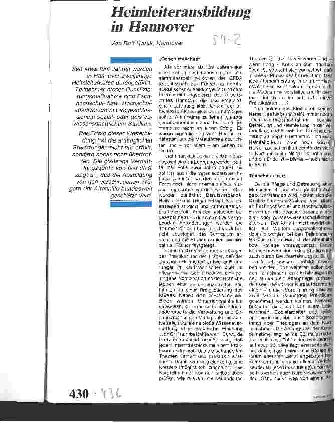 Vorschauseite 1: Heimleiterausbildung in Hannover