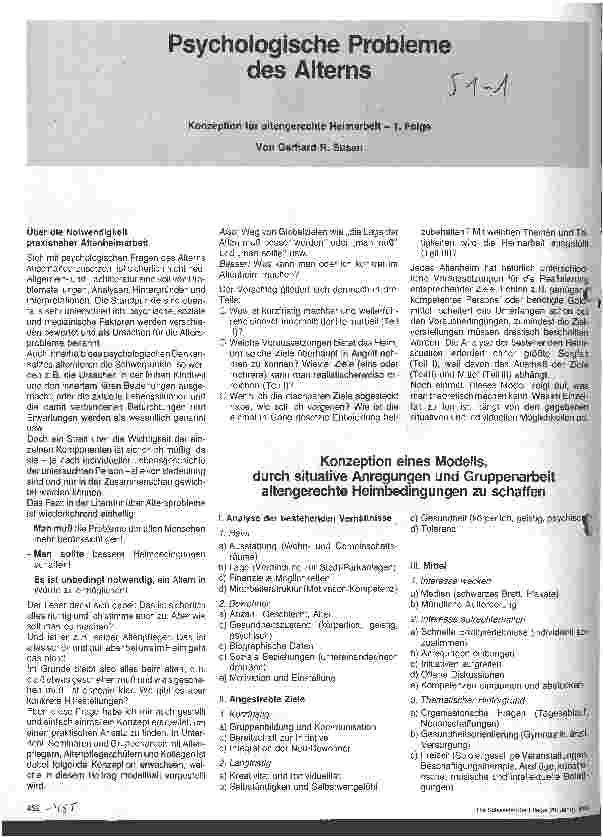 Vorschauseite 1: Psychologische Probleme des Alterns