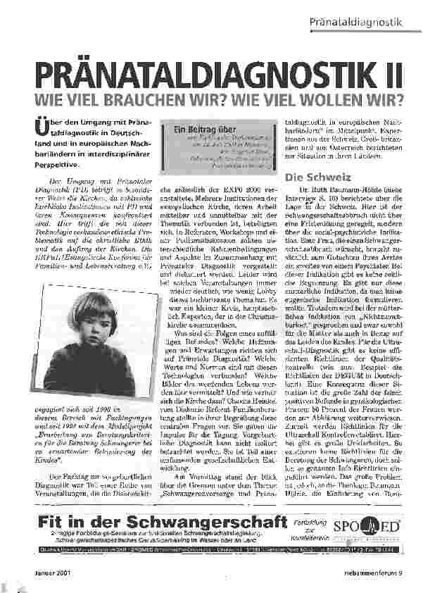 Vorschauseite 1: PRÄNATALDIAGNOSTIK IIWIE VIEL BRAUCHEN WIR? WIE VIEL WOLLEN WIR?