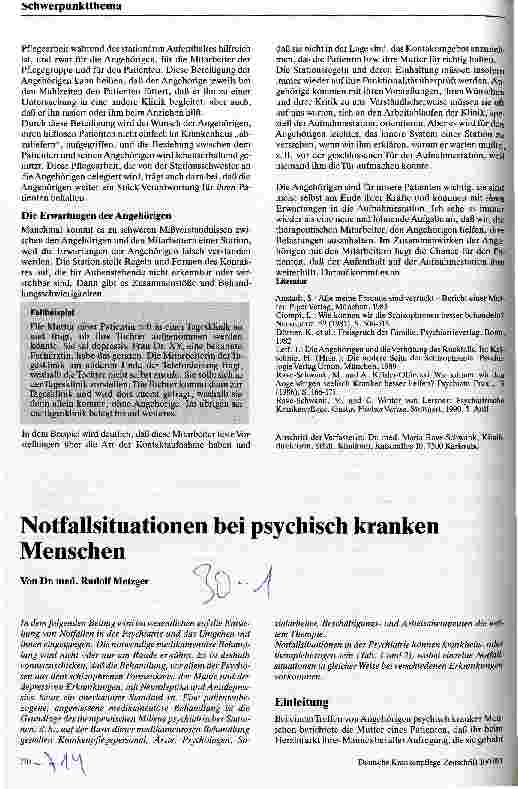 Vorschauseite 1: Notfallsituationen bei psychisch kranken Menschen