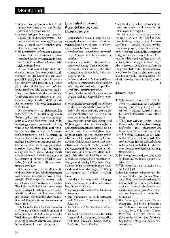 Vorschauseite 2: Die politische Agenda der BildungLernlandschaften im Kontext der Stadtentwicklung