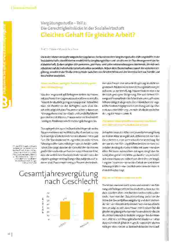 Vorschauseite 1: Vergütungsstudie-Teil 2: Die Gerechtigkeitslücke in der Sozialwirtschaft Gleiches Gehalt für gleiche Arbeit?