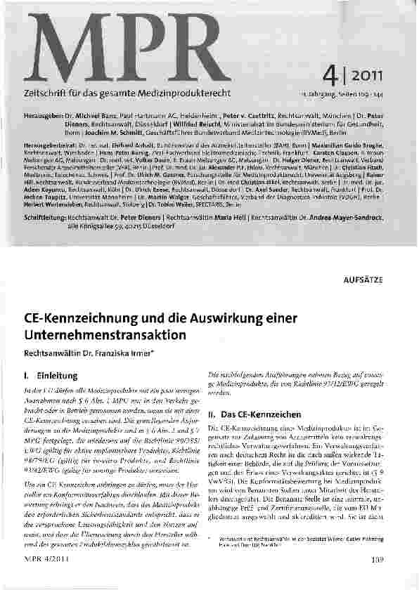 Vorschauseite 1: CE-Kennzeichnung und die Auswirkung einer Unternehmenstransaktion