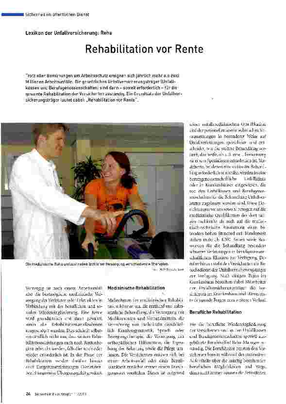 Vorschauseite 1: Rehabilitation vor Rente