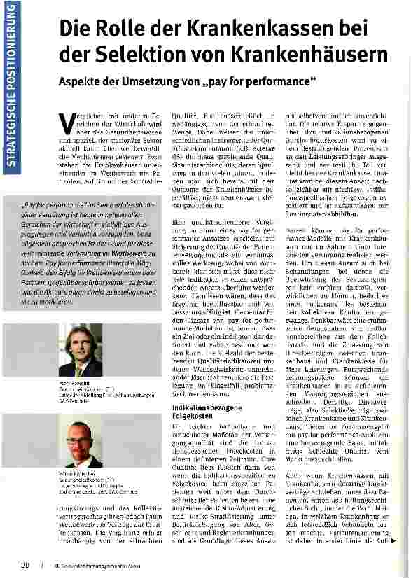 Vorschauseite 1: Die Rolle der Krankenkassen bei der Selektion von Krankenhäusern