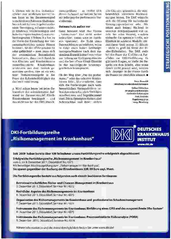 Vorschauseite 3: Die Rolle der Krankenkassen bei der Selektion von Krankenhäusern
