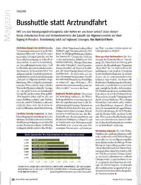 Vorschauseite 1: Busshuttle statt Arztrundfahrt