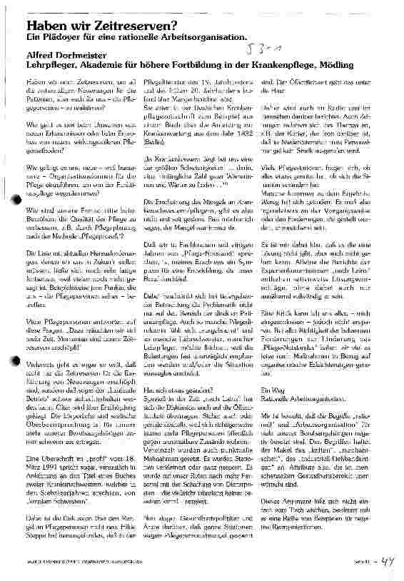 Vorschauseite 1: Haben wir Zeitreserven? Ein Plädoyer für eine rationelle Arbeitsorganisation
