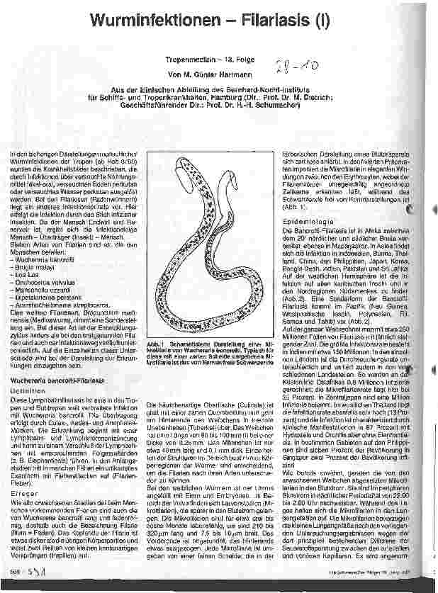 Vorschauseite 1: Wurminfektionen - Filariasis (I)