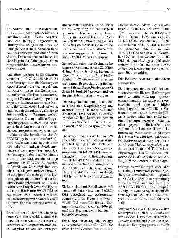 Vorschauseite 3: Apothekenmietverträge Urteil des Landgerichts Potsdam vom 19. Juli 2001