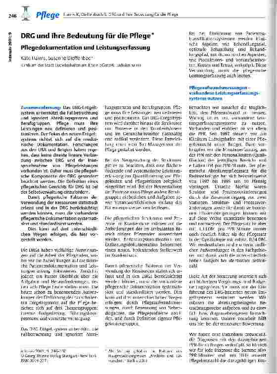 Vorschauseite 1: DRG und ihre Bedeutung für die Pflege Pflegedokumentation und Leistungserfassung