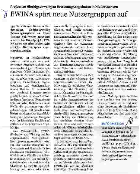 Vorschauseite 1: EWINA spürt neue Nutzergruppen auf