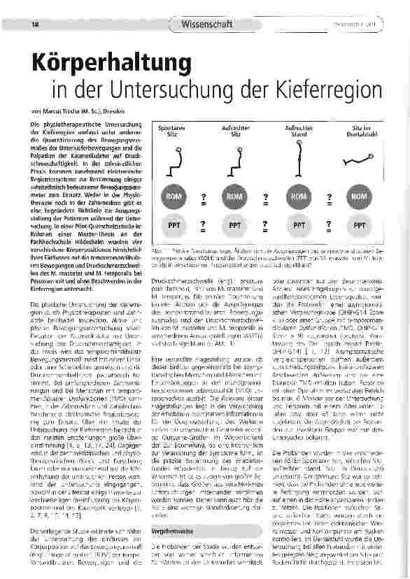 Vorschauseite 1: Körperhaltung in der Untersuchung der Kieferregion