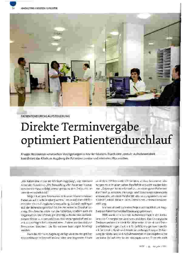 Vorschauseite 1: PATIENTENDURCHLAUFSTEUERUNGDirekte Terminvergabe optimiert Patientendurchlauf