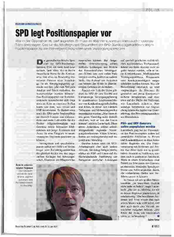 Vorschauseite 1: SPD legt Positionspapier vor
