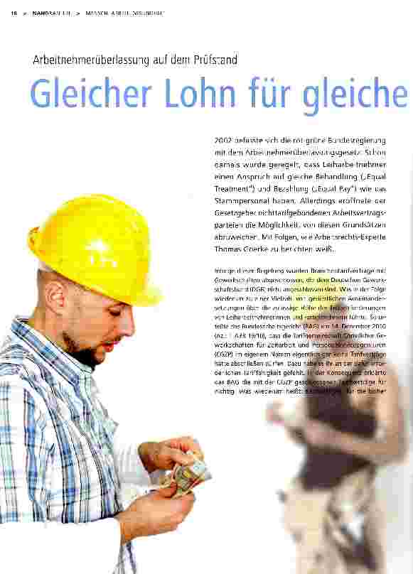 Vorschauseite 1: Gleicher Lohn für gleiche Arbeit?