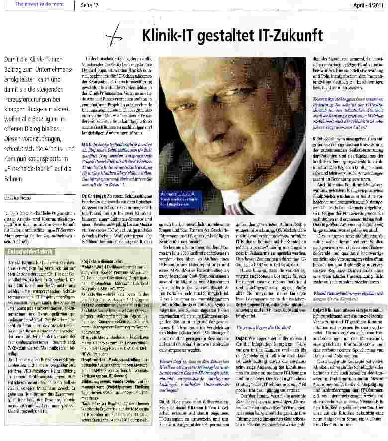 Vorschauseite 1: Klinik-IT gestaltet IT-Zukunft